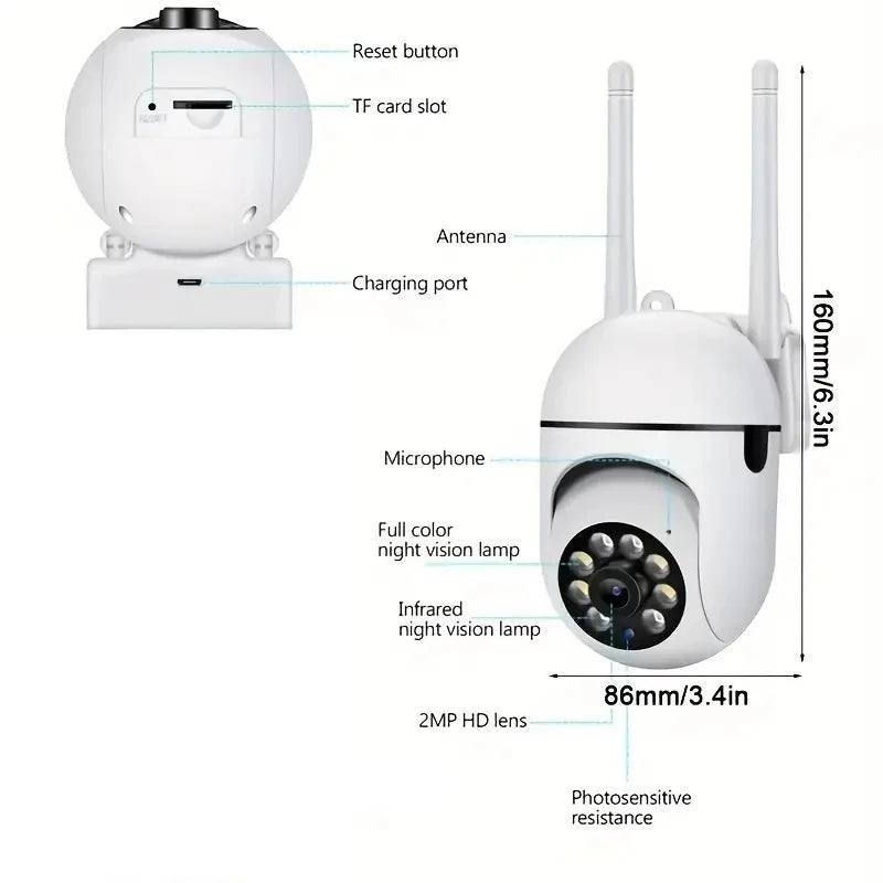 Security Camera CCTV  Surveillance Camera Night Vision Motion Detection Siren WiFi Remote Two-Way Audio Waterproof