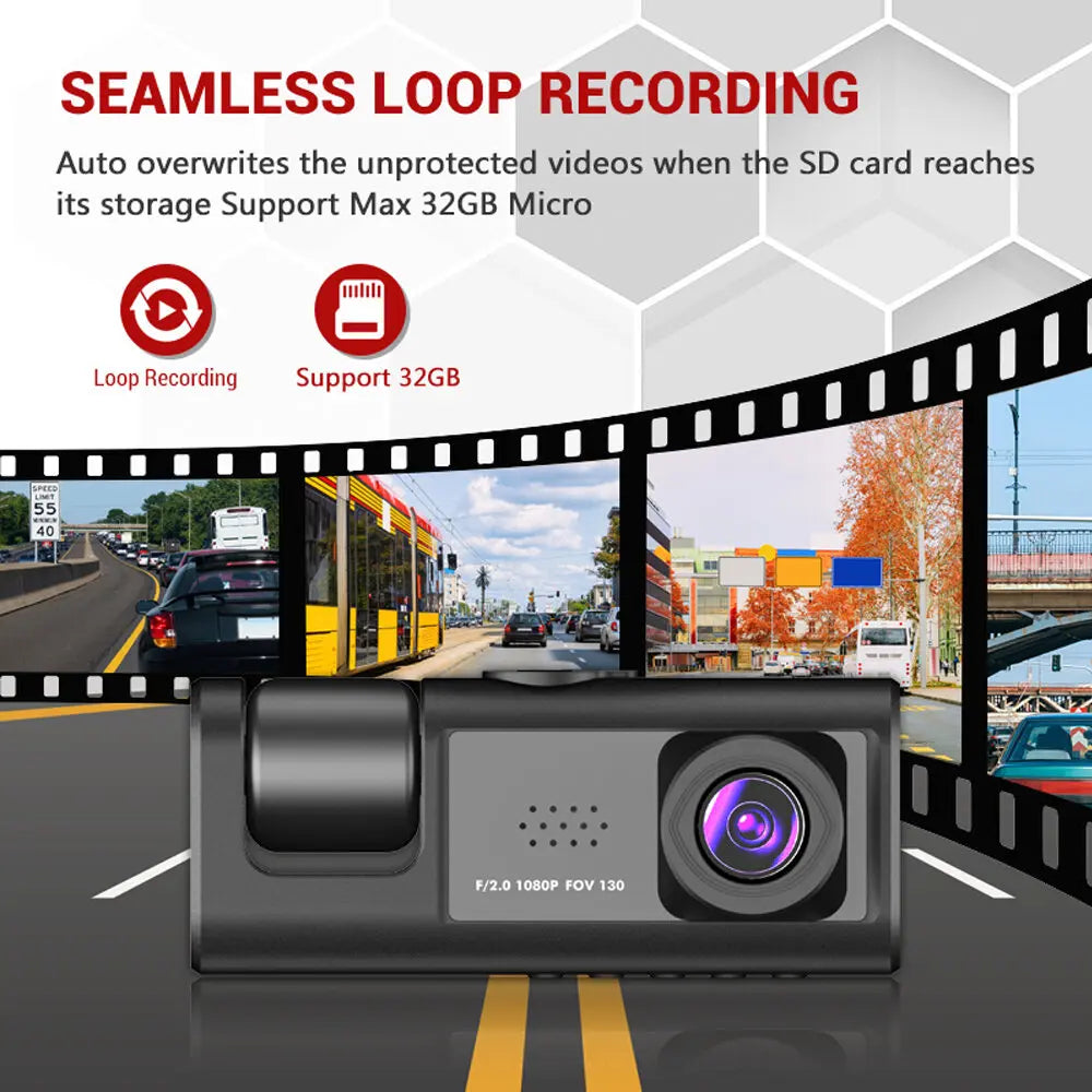 Crash Safety Dash Camera Night Vision Loop Recording Camera  DVR video recorder